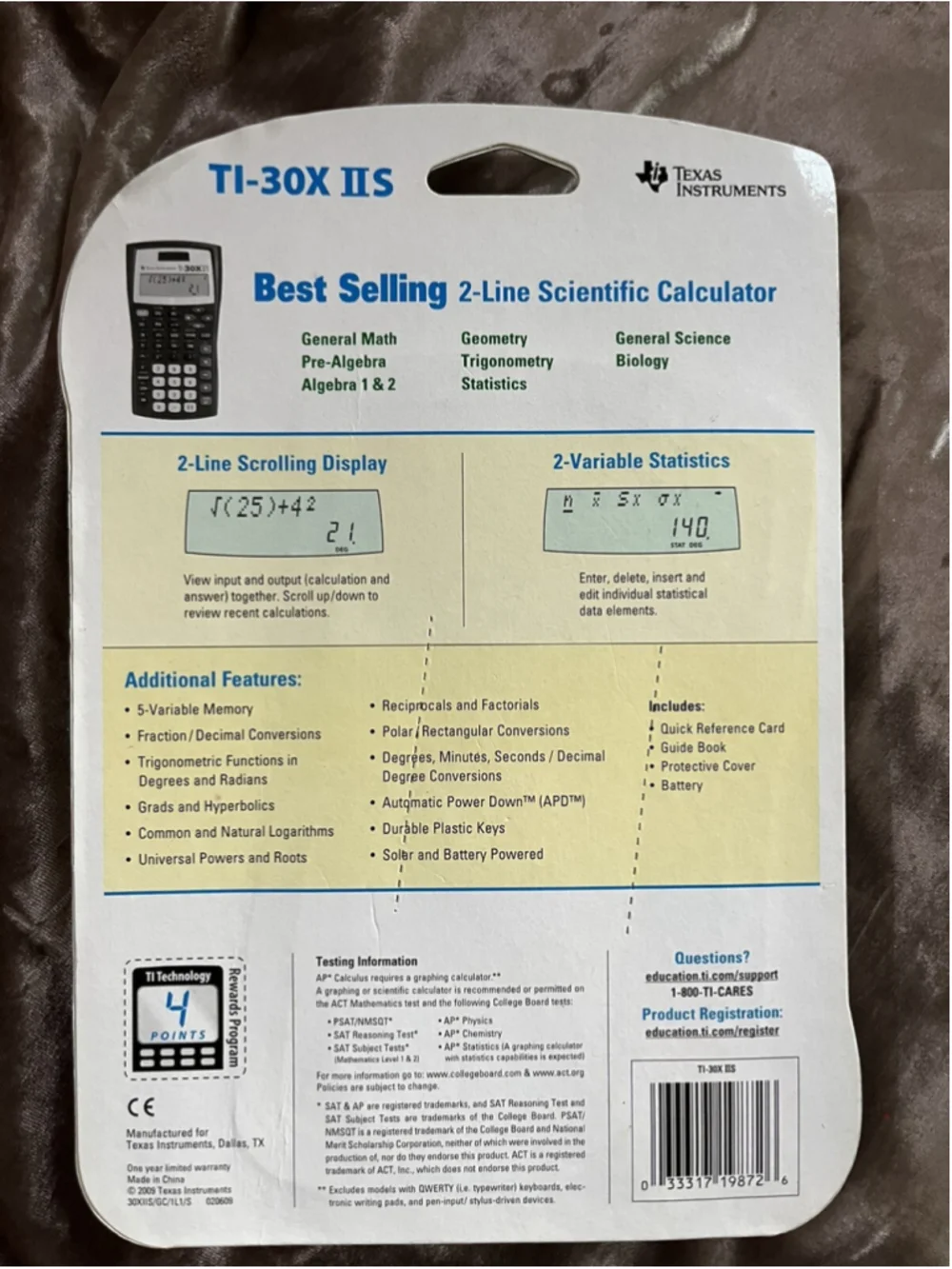 Texas Instruments TI-30XIIS SAT ACT AP Scientific Calculator Solar Powered NEW